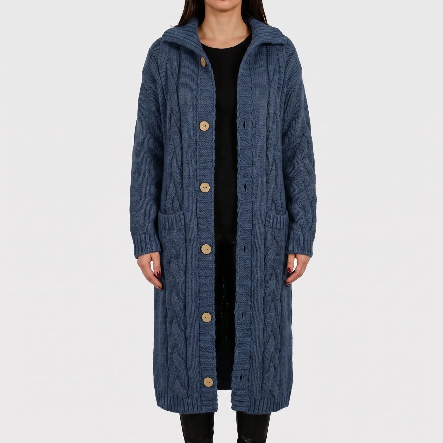 Cardela - Long Button-Front Cardigan
