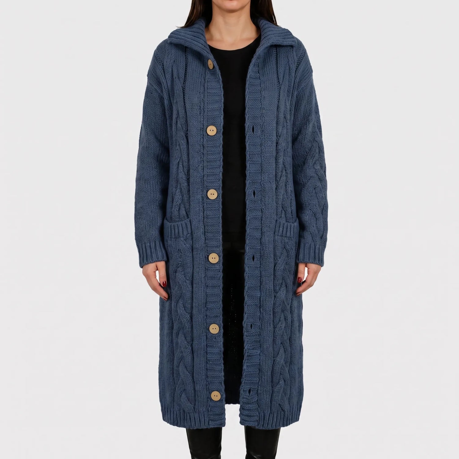 Cardela - Long Button-Front Cardigan