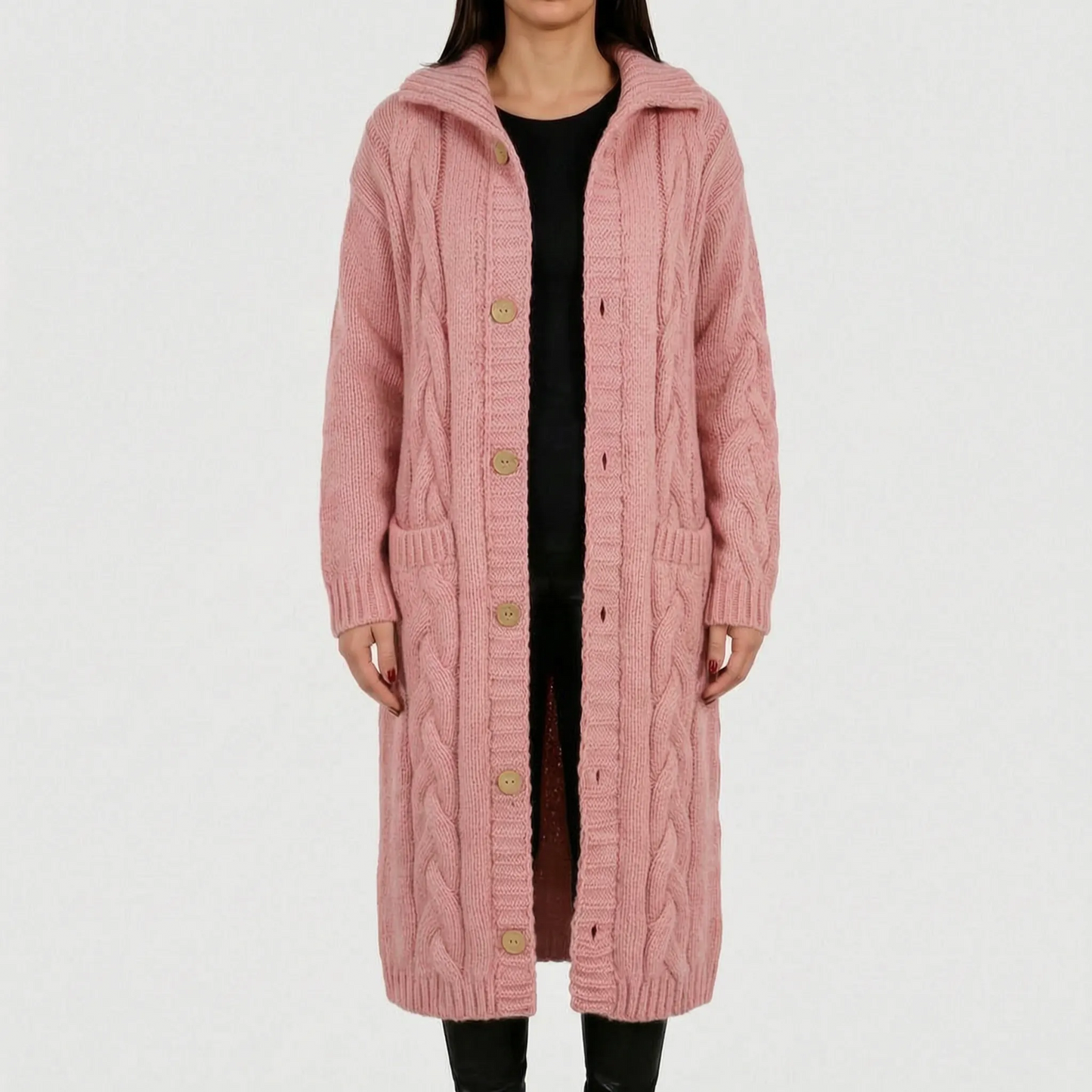 Cardela - Long Button-Front Cardigan
