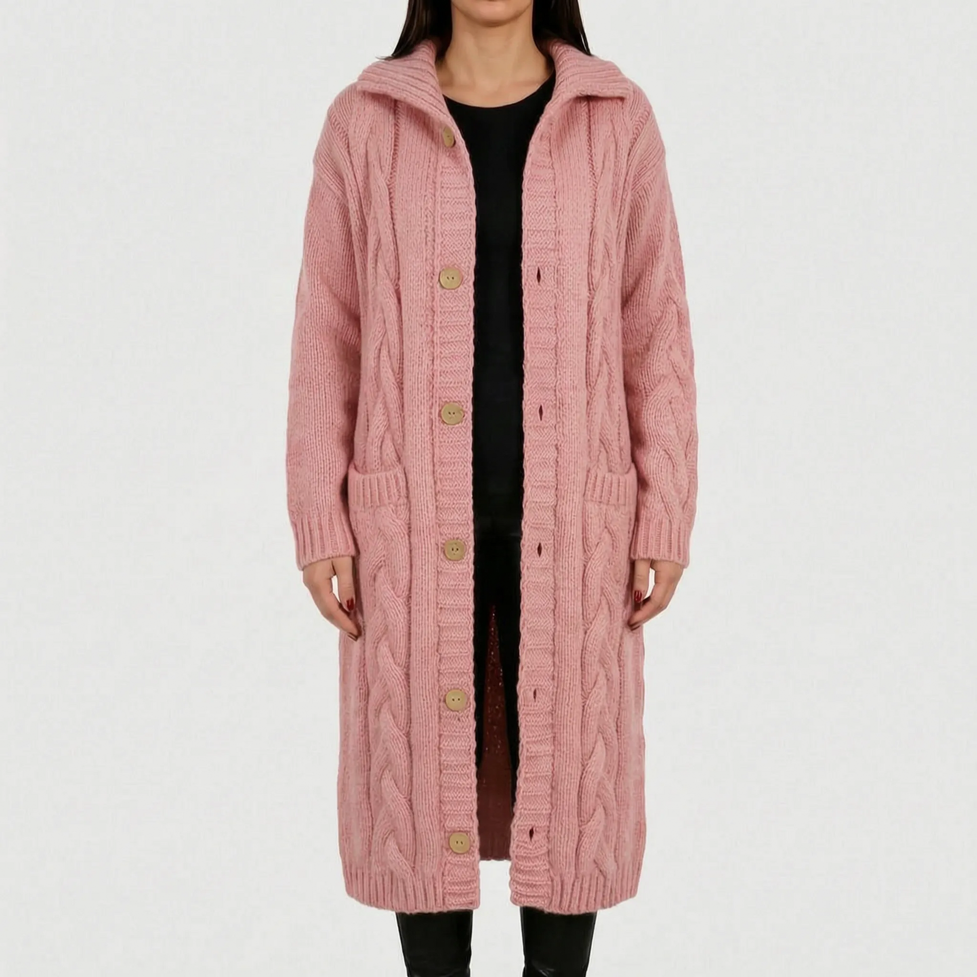 Cardela - Long Button-Front Cardigan