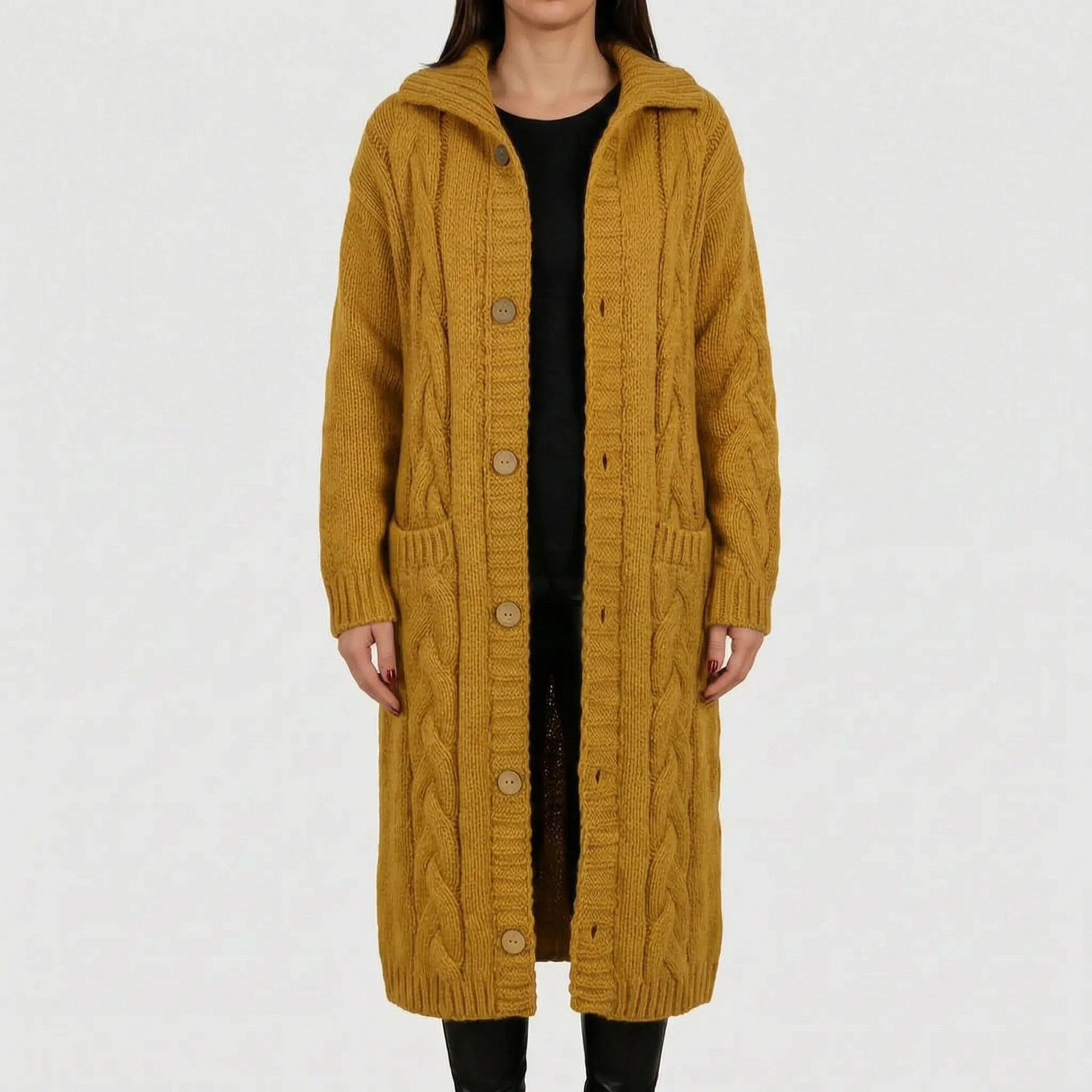 Cardela - Long Button-Front Cardigan