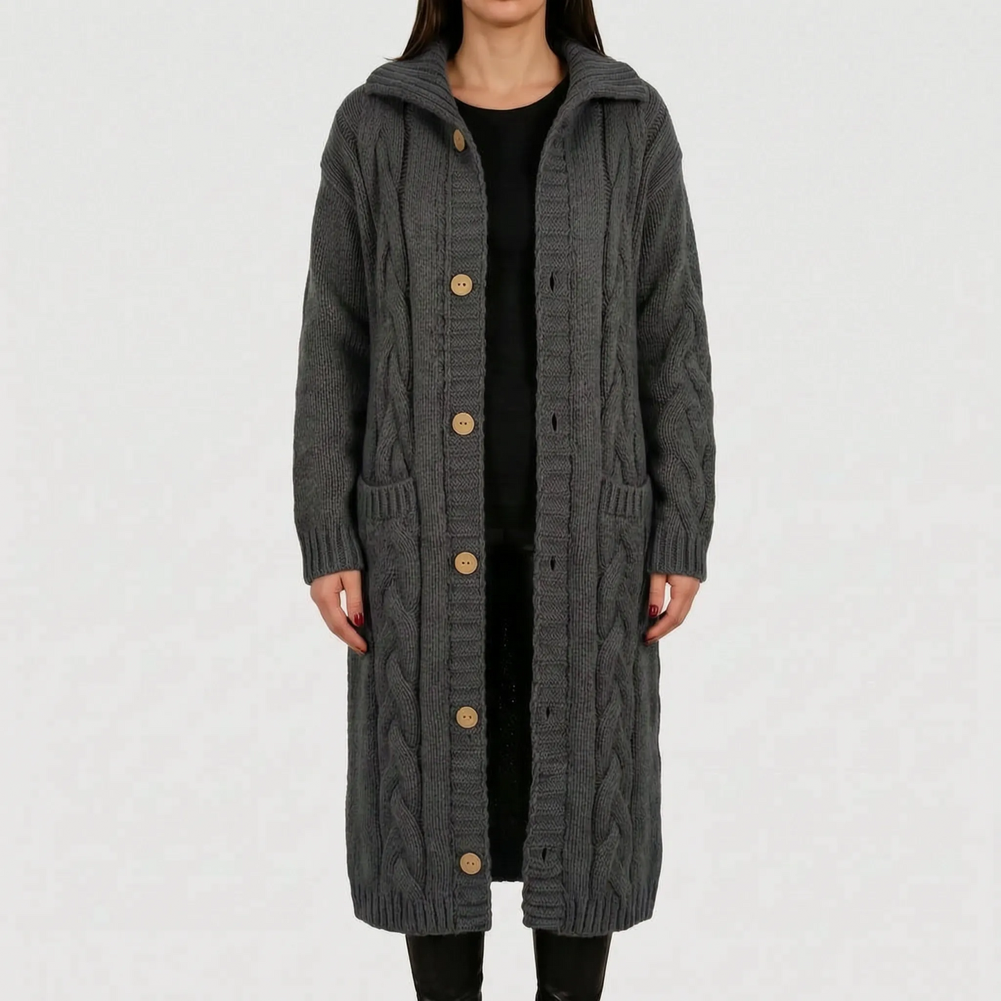 Cardela - Long Button-Front Cardigan