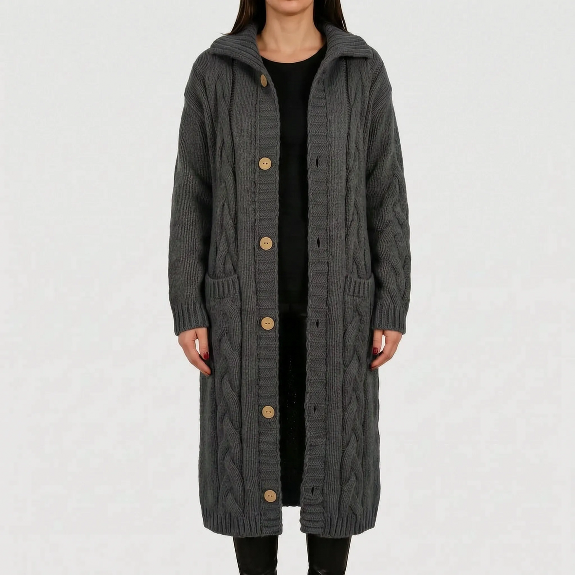 Cardela - Long Button-Front Cardigan