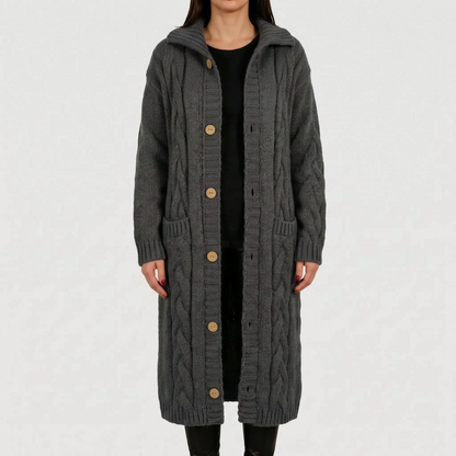 Cardela - Long Button-Front Cardigan