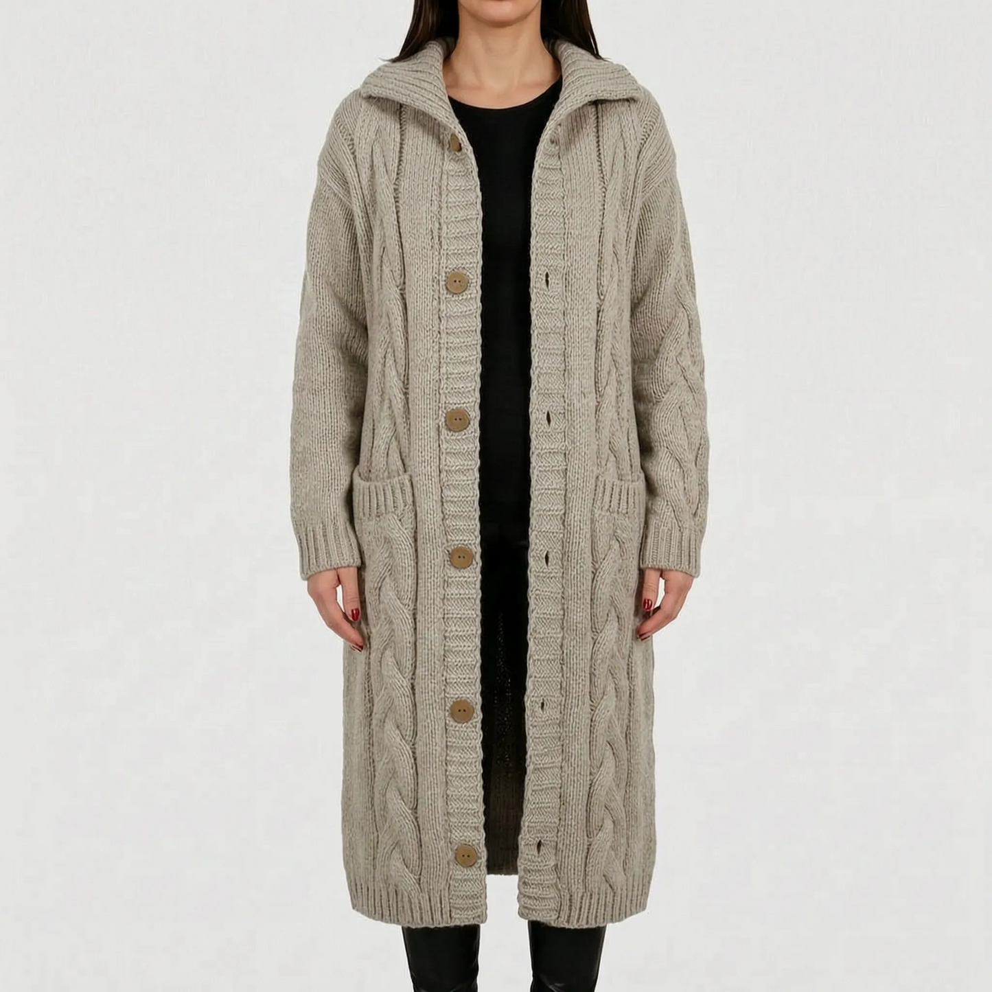 Cardela - Long Button-Front Cardigan