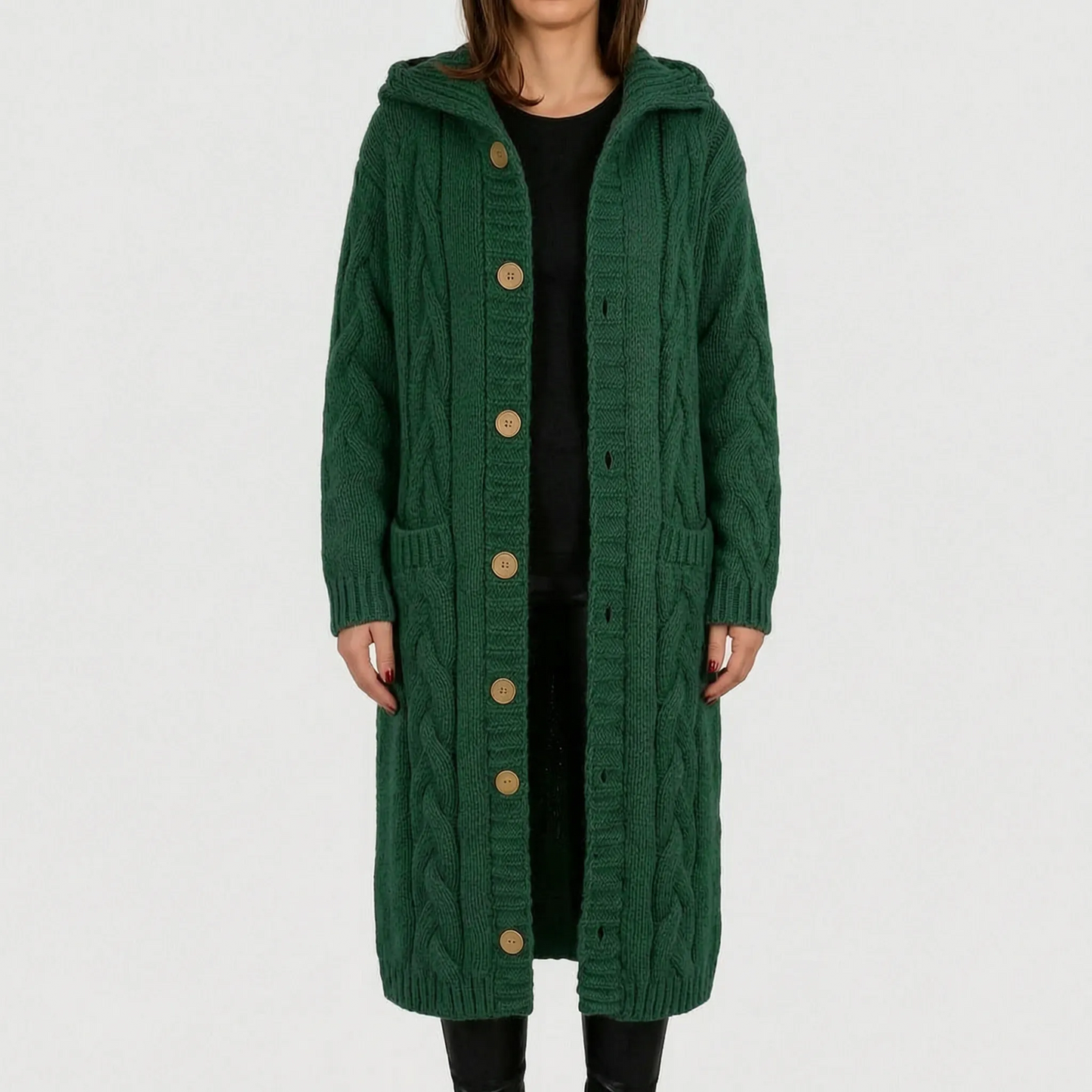 Cardela - Long Button-Front Cardigan