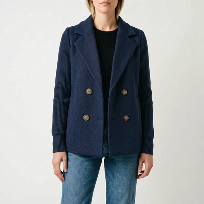 Coterie - Double-Breasted Contrast Sleeve Blazer