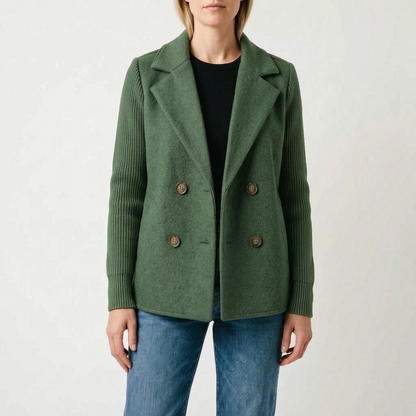 Coterie - Double-Breasted Contrast Sleeve Blazer