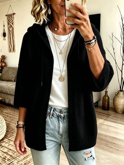 Women's Cardigan - Hooded, Open-Front, Longline