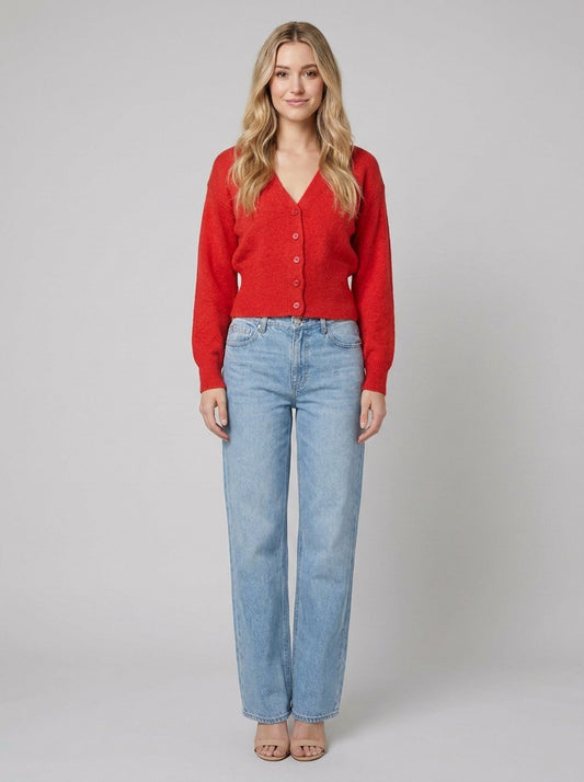 Women's Cardigan - V-Neck, Button-Front, Oversized