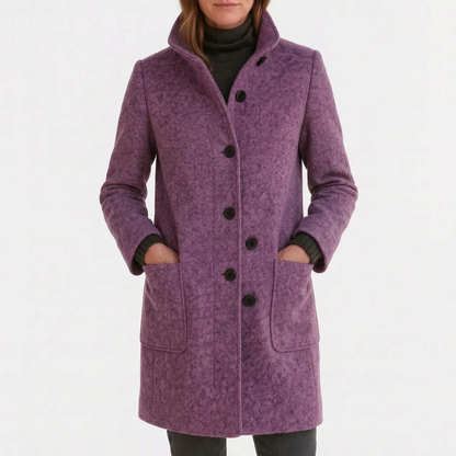 Women's Coat - Structured, Single-Breasted, Stand Collar