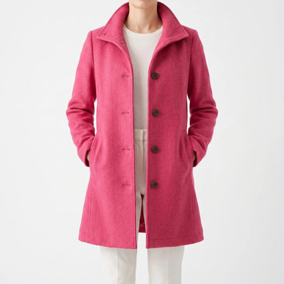 Women's Winter Coat - Straight Cut, Single-Breasted, Mid-Thigh