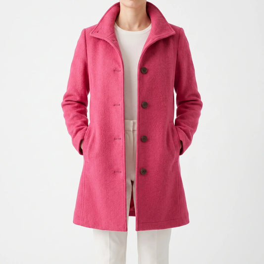Women's Winter Coat - Straight Cut, Single-Breasted, Mid-Thigh