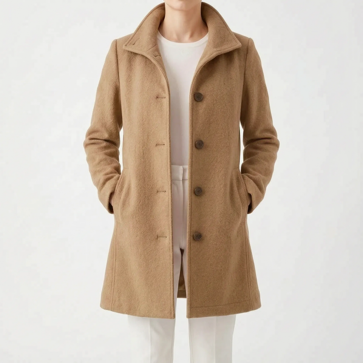 Women's Winter Coat - Straight Cut, Single-Breasted, Mid-Thigh